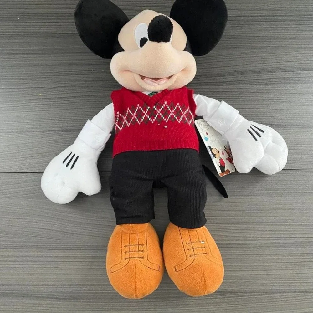 Disney Store Mickey Mouse 2014 Holiday Plush – Argyle Sweater – Rare Collectible
